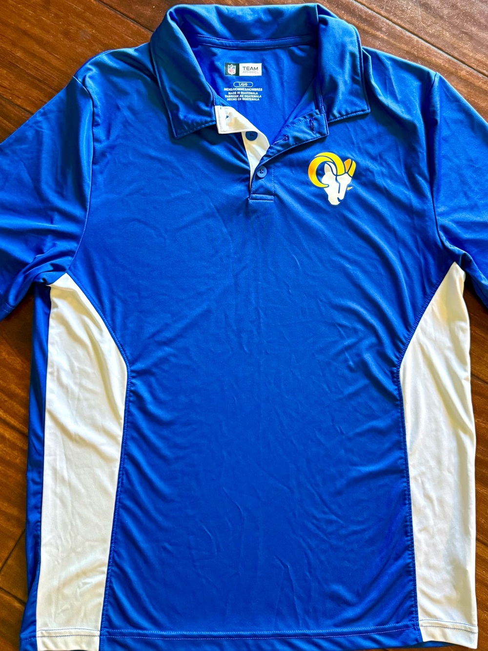 NFL Royal Blue and White Men's Polo with Rams Logo